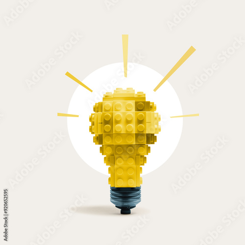 Fotografie A model of a light bulb assembled from construction blocks