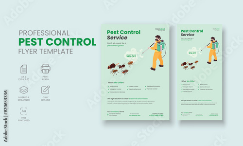 Pest Control Service Flyer Template, Professional Pest Control Services Flyer, Pest Control Service DL Flyer