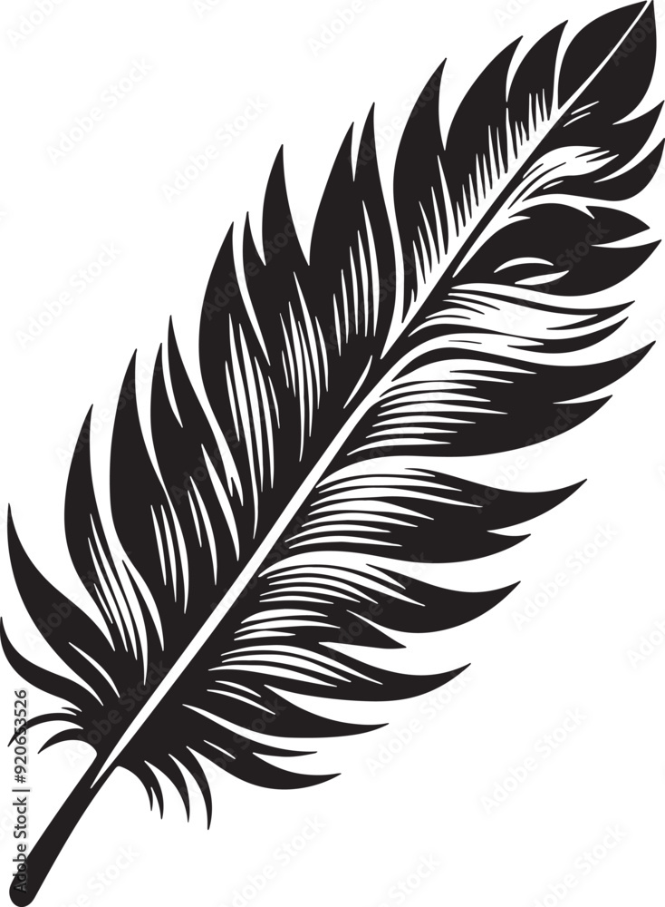 Fototapeta premium Feather of Bird Silhouette Vector Illustration