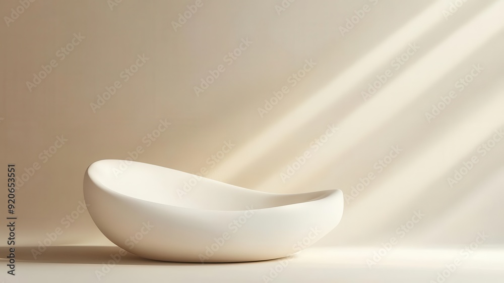 Glossy white pedestal with subtle curves on a neutral gradient background, modern minimalistic 3D design Glossy white pedestal with subtle curves on a neutral gradient background, modern minimalistic 3D design