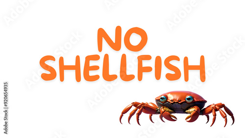 No Shellfish Crab Allergen Warning Label AI Generated