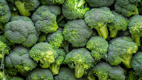 Bright green broccoli displayed in bulk photo