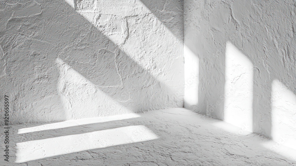 White Room with Sunlight Shadows on Textured Walls White Room with Sunlight Shadows on Textured Walls