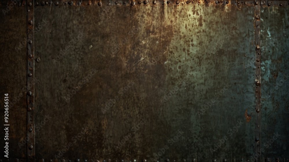 Rusted metal panels joined with rivets, showcasing an old and rugged industrial look with hints of corrosion. Rusted metal panels joined with rivets, showcasing an old and rugged industrial look with hints of corrosion.
