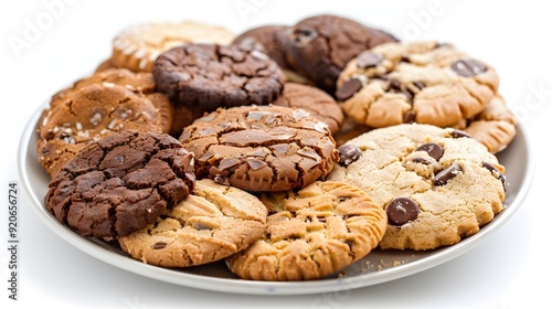 chocolate chip cookies on a plate. cookies in plate.