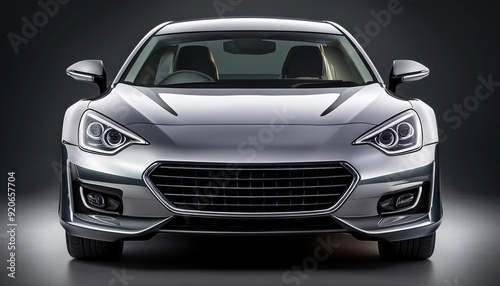 luxury silver car on silver background