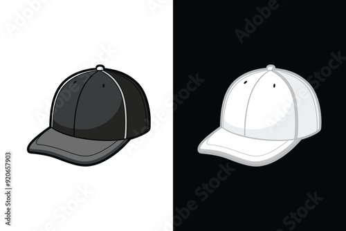 Black and white Color Cap Hat Mock up