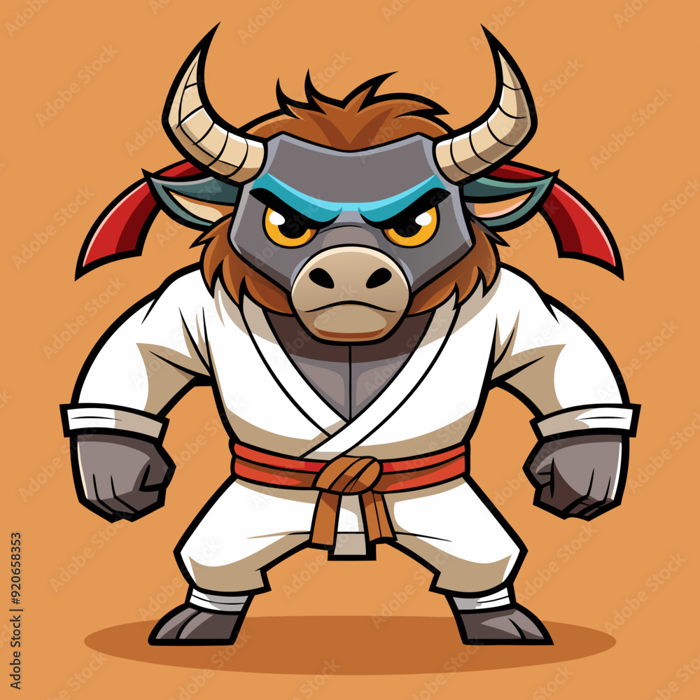 karate bull maskot in kimono karate bull maskot in kimono