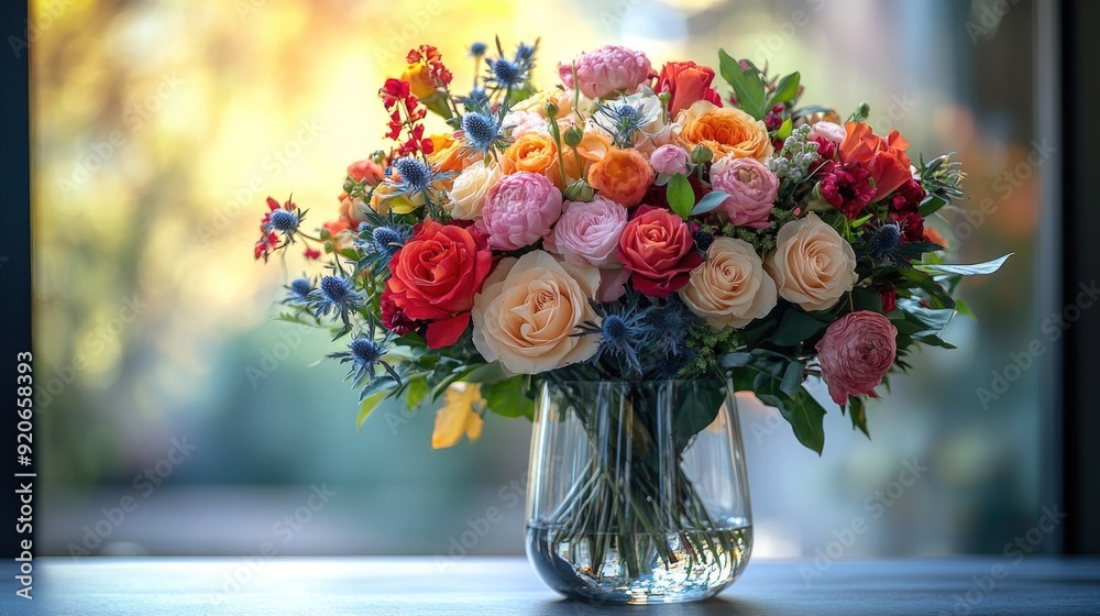 Fototapeta premium Elegant floral arrangement in a glass vase