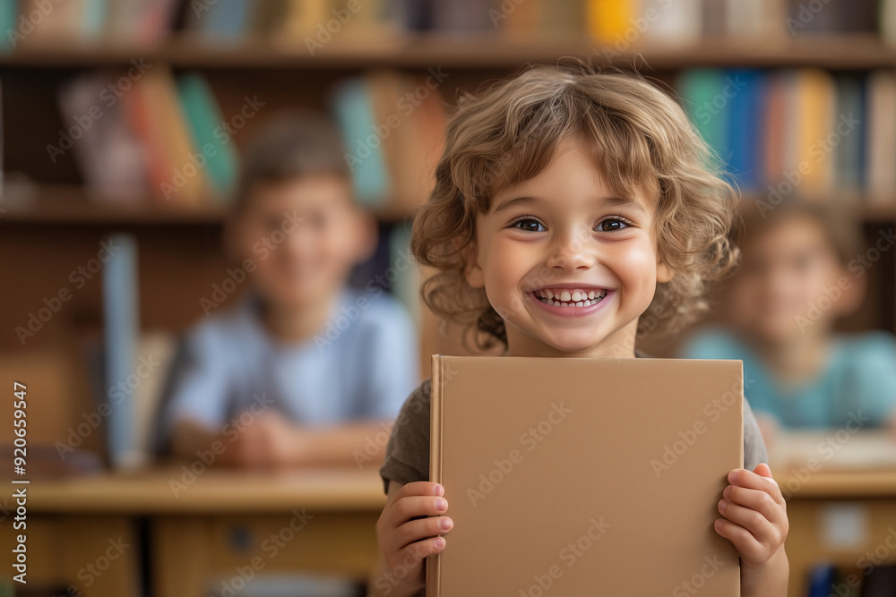 A student boy smiles at the camera on his first day back to school A student boy smiles at the camera on his first day back to school