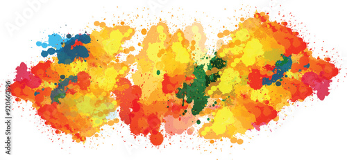 Multicolored splash watercolor illustration blot line