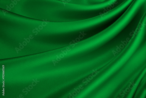 流れのある緑色のシルクサテン