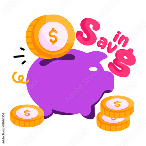 Modern design sticker of piggy bank

