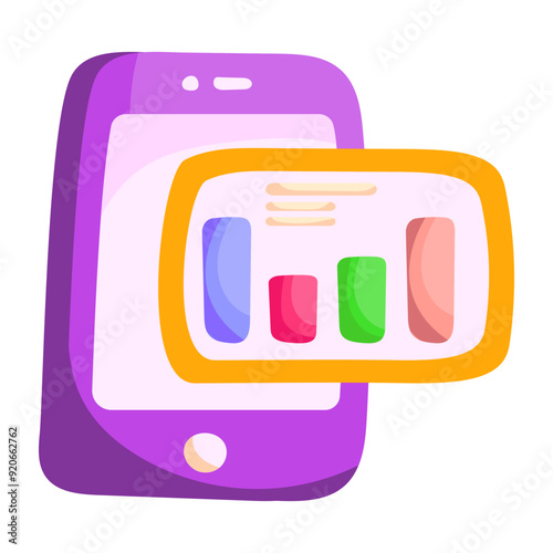 A colored design sticker of mobile analytics 

