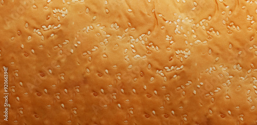 Burger bun texture. Sesame seeds. Bakery background photo