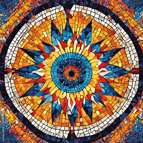 Colorful mosaic with a radial pattern. AI Generated Images