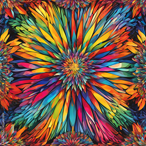 Colorful mosaic with a radial pattern. AI Generated Images