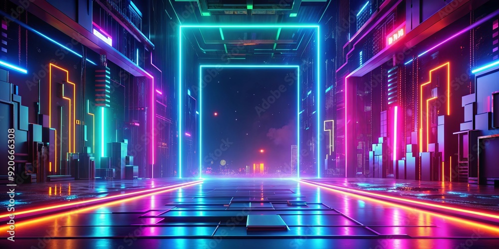 Vibrant neon cyberpunk background with futuristic electronic elements Vibrant neon cyberpunk background with futuristic electronic elements