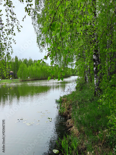 Landscape in an ethnographic park in Kostroma, Russia.