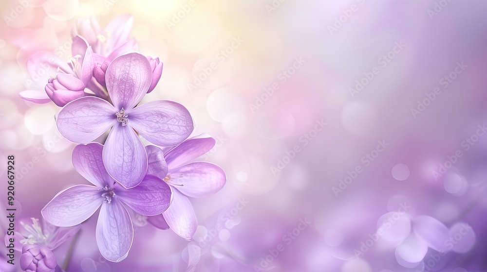 Delicate lilac branch. Place for text. Background or wallpaper for desktop. For postcard or poster.