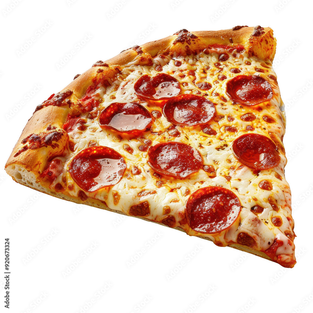 A slice of pepperoni pizza with melted cheese, golden crust, and crispy pepperoni slices on a black background, highlighting its deliciousness. A slice of pepperoni pizza with melted cheese, golden crust, and crispy pepperoni slices on a black background, highlighting its deliciousness.