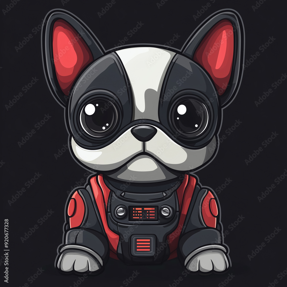 Obraz premium Robot Dog Character: Engaging Mascot Vector - Dynamic Design for Digital Media Campaigns and Software Branding