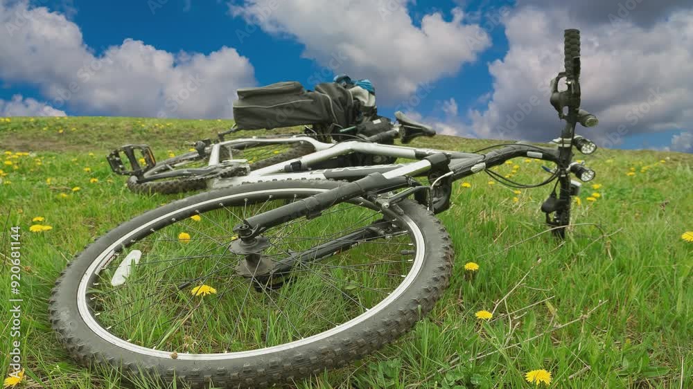 bicycle in a fields time lapse scene bicycle in a fields time lapse scene