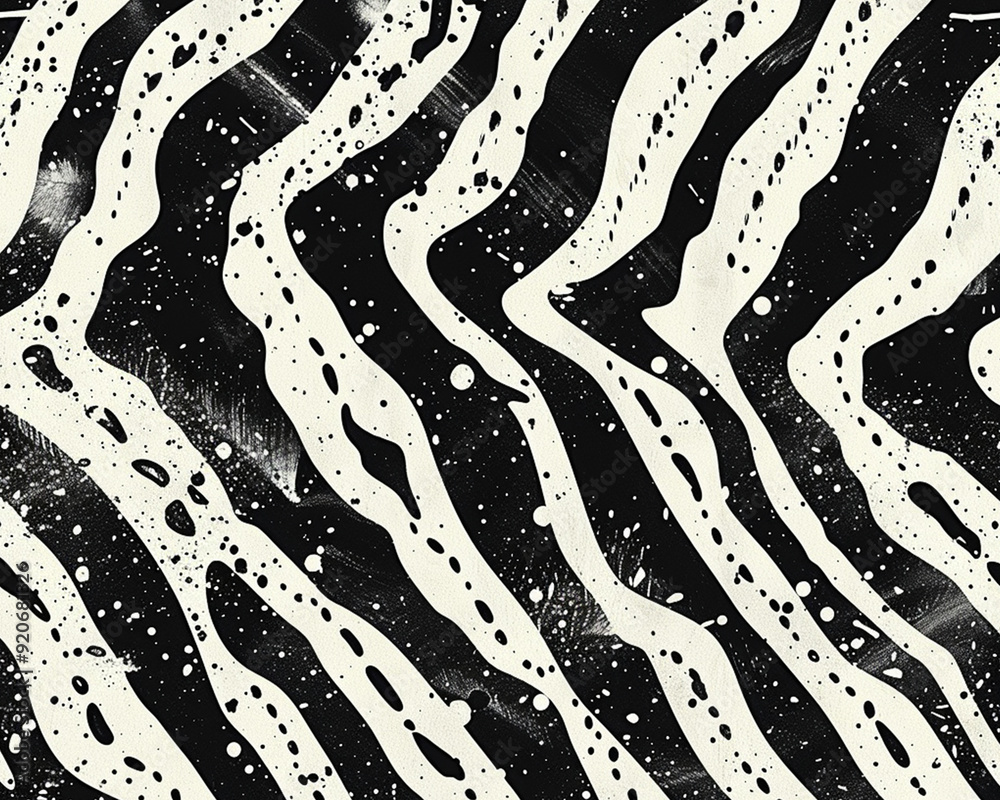 Abstract Black And White Wavy Stripes With White Dots Pattern Abstract Black And White Wavy Stripes With White Dots Pattern