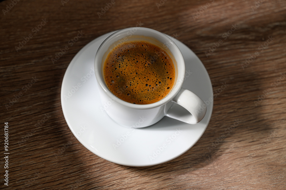 Aesthetic presentation of Turkish coffee on wooden table Aesthetic presentation of Turkish coffee on wooden table