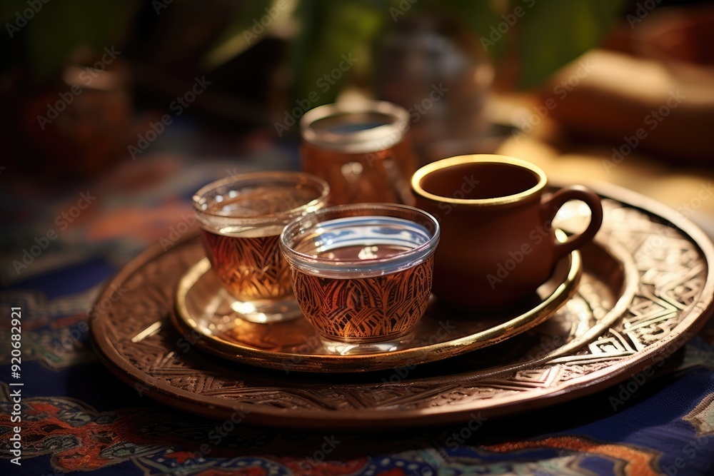 Fototapeta premium Close-up of a traditional Egyptian tea ceremony.
