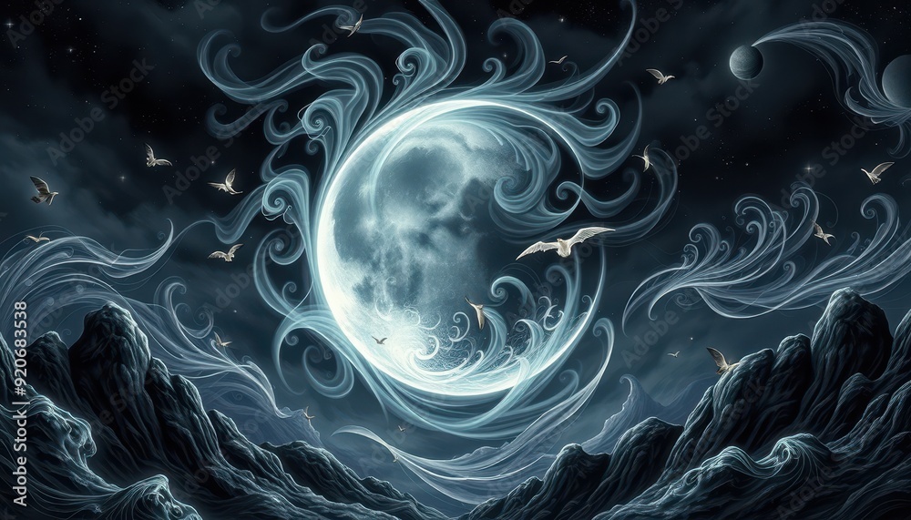 Crescent Moon in a Dreamy Sky. Crescent Moon in a Dreamy Sky.