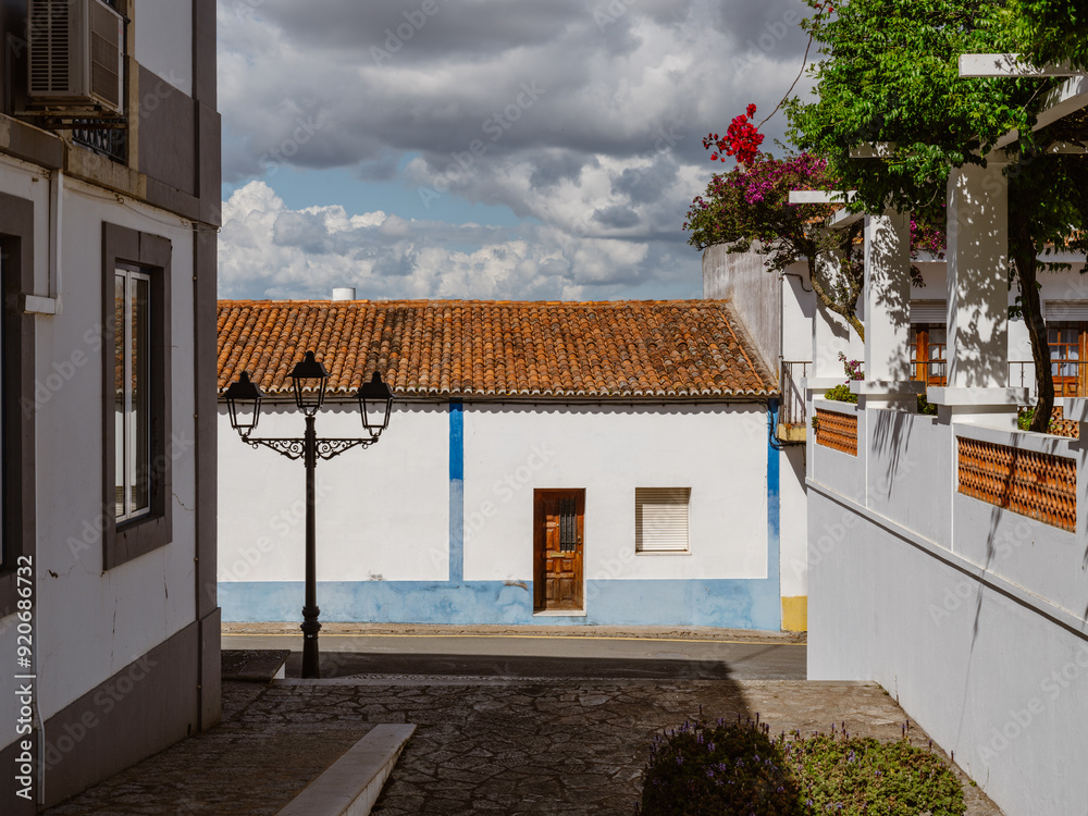Whitewashed architecture in Castro Verde, Beja District, Alentejo, Portugal