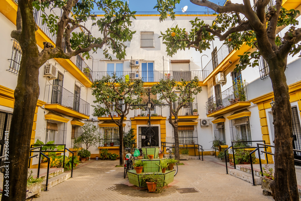 Charming Andalusian Courtyard, in Seville, Spain