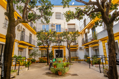 Obraz na płótnie Charming Andalusian Courtyard, in Seville, Spain w salonie