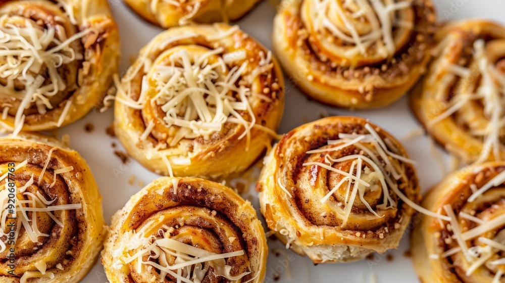 Deliciously Baked Cinnamon Rolls Topped With Melted Cheese for a Savory Treat Deliciously Baked Cinnamon Rolls Topped With Melted Cheese for a Savory Treat