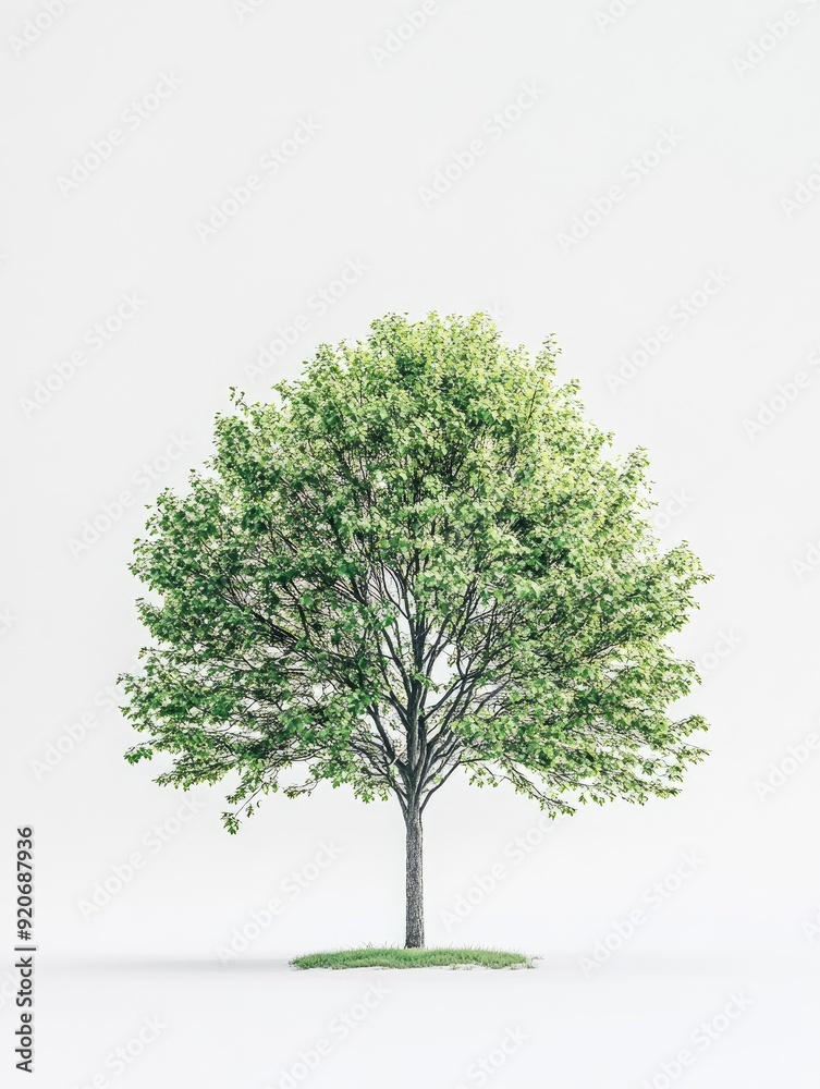 arge tree with green leaves stands alone on a white background. The tree is the main focus of the image, and its size and color contrast with the white background. with generative ai arge tree with green leaves stands alone on a white background. The tree is the main focus of the image, and its size and color contrast with the white background. with generative ai