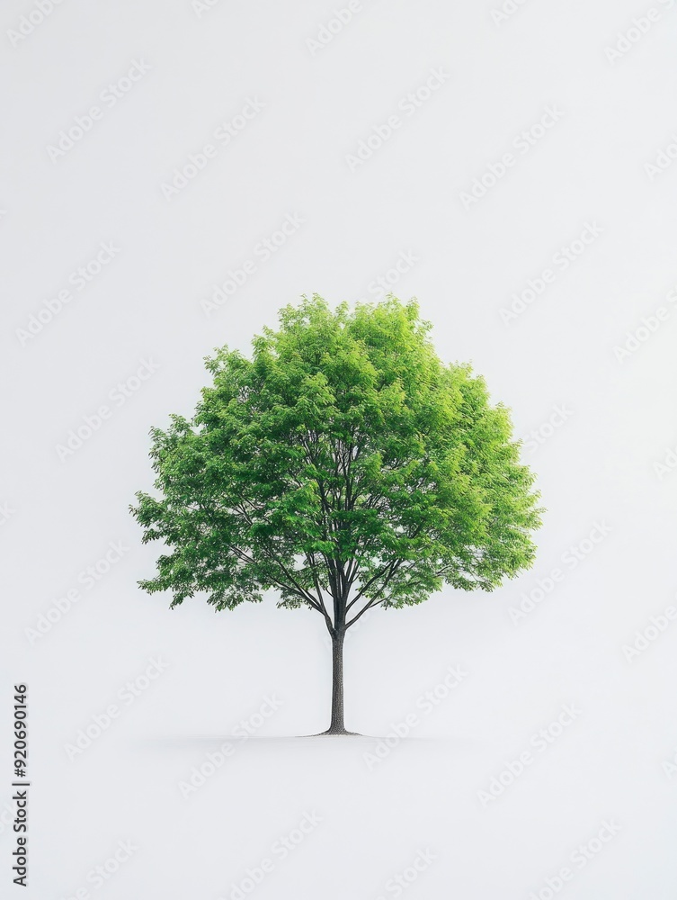 arge tree with green leaves stands alone on a white background. The tree is the main focus of the image, and its size and color contrast with the white background. with generative ai arge tree with green leaves stands alone on a white background. The tree is the main focus of the image, and its size and color contrast with the white background. with generative ai