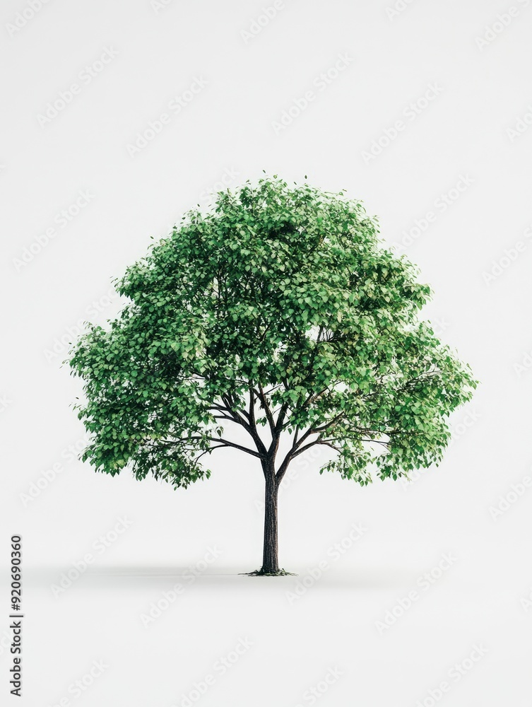 arge tree with green leaves stands alone on a white background. The tree is the main focus of the image, and its size and color contrast with the white background. with generative ai arge tree with green leaves stands alone on a white background. The tree is the main focus of the image, and its size and color contrast with the white background. with generative ai