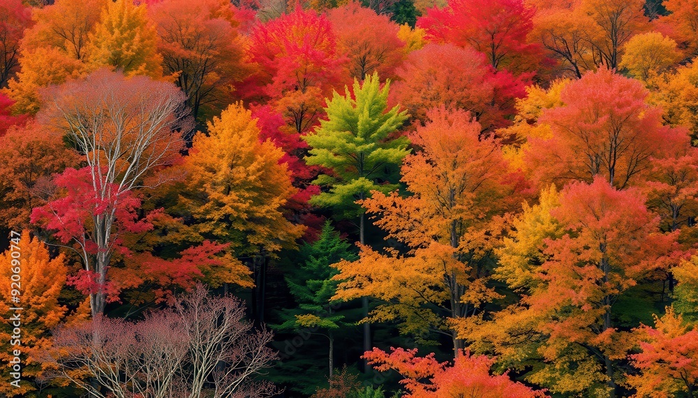 Vibrant Autumn Foliage in a Forest. Vibrant Autumn Foliage in a Forest.