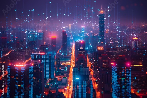 Wallpaper Mural Manhattan and Shenzhen Stock Exchange Centers, Capturing Data Fluctuations in Urban Commercial Hubs Torontodigital.ca