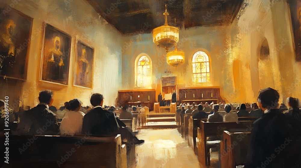 Fototapeta premium A Moment of Reflection in a Grand Church