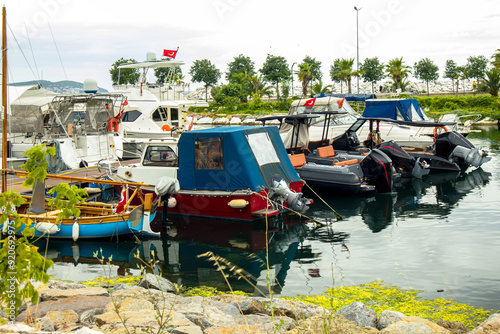 boats anchored in the harbor