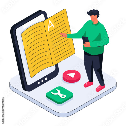 Modern design illustration of online reading

