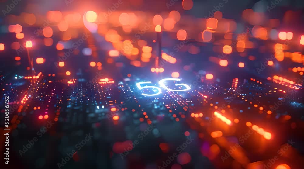 A futuristic depiction of 5G technology, highlighting its high-speed connectivity.