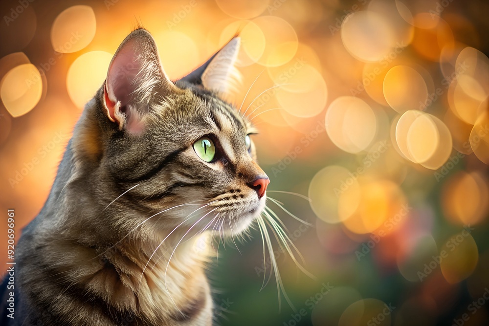 Captivating Side Profile of a Cat Gazing into the Distance with a Soft, Dreamy Background Captivating Side Profile of a Cat Gazing into the Distance with a Soft, Dreamy Background