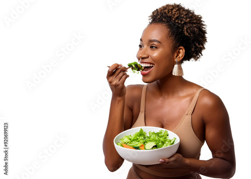 person eating salad photo