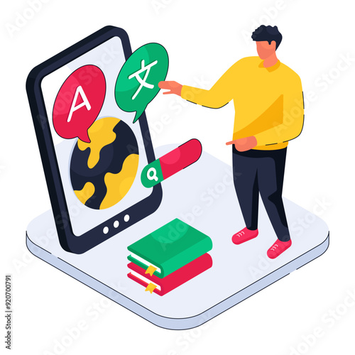 A colored design illustration of language translator 

