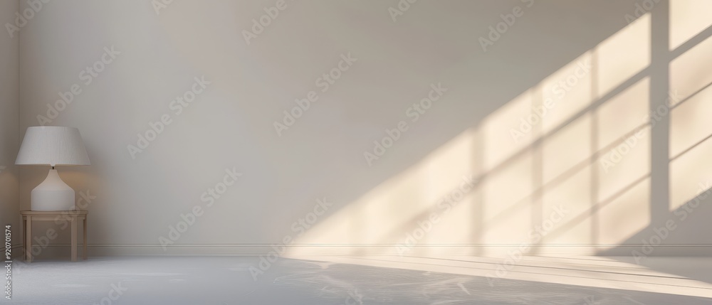 Obraz premium A white room with a lamp on a table