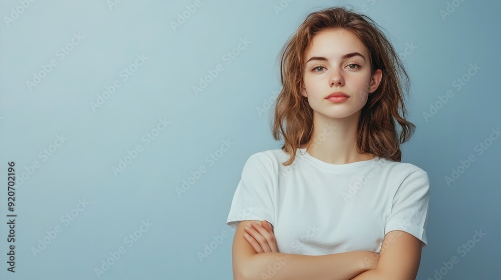Thoughtful Young Woman with Confident Expression Posing for Portrait Session