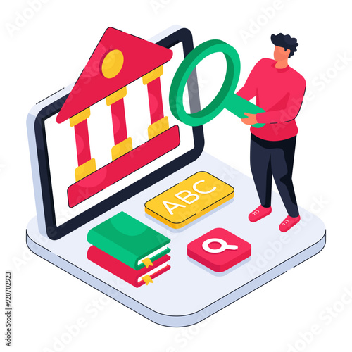 Creative design illustration of search Institute 

